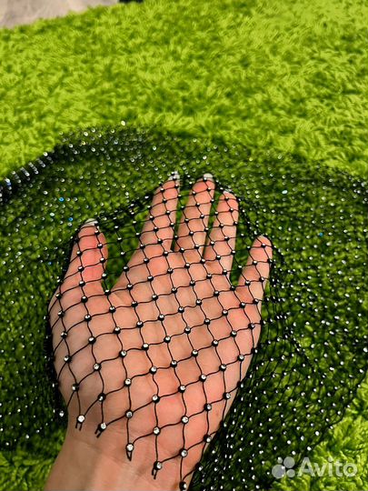 Топ сетка черный стразы