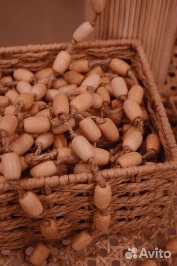 Бусы на ёлку деревянные (бук)