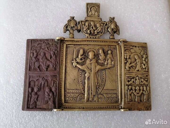 Икона(складень) редкая Николай Можайский 18-19вв