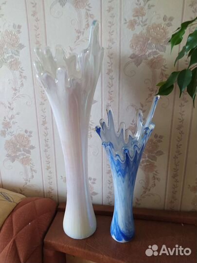 Ваза стеклянная новая ручная работа