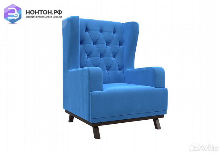 Кресло Джон Люкс велюр голубой