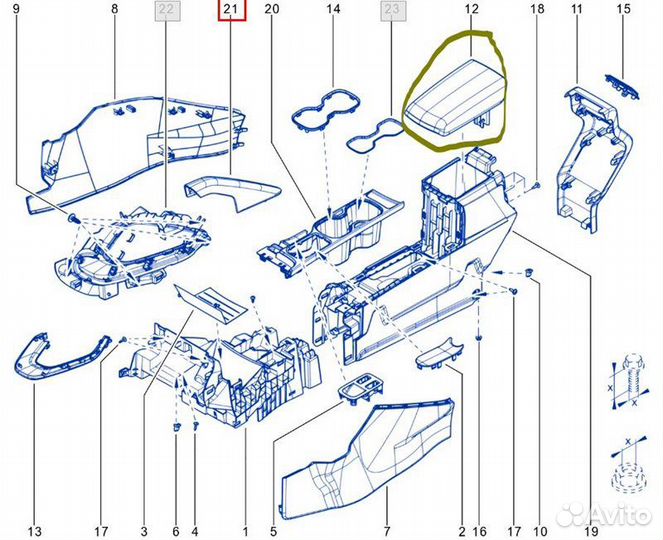 Подлокотник Renault Kaptur H4ME 441P23522 2021