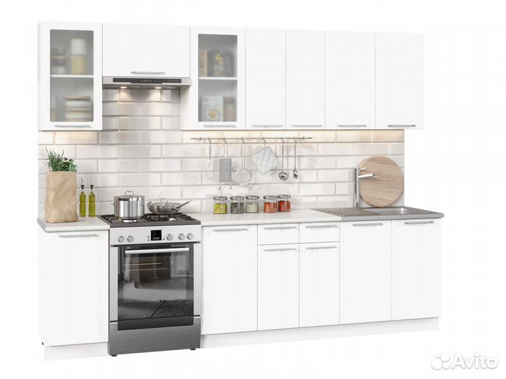 Кухня Олива белый глянец