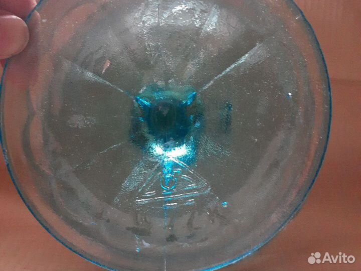 Ваза для фруктов на ножке цветное стекло СССР