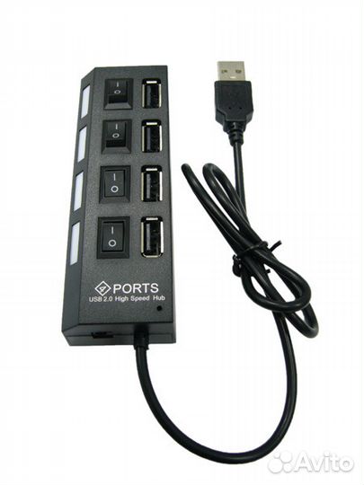 USB-Хаб 4*USB, Выключатели (есть вход питания 5V)