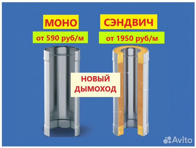 Дымоход 120мм 1метр Новый Феррум умк Вулкан