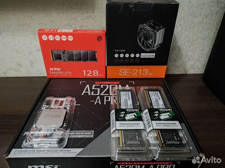 Ryzen 5 5500 /MSI A520/башня/8gb/ssd 128gb