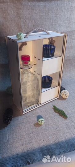 Коробочка из фанеры под бокалы