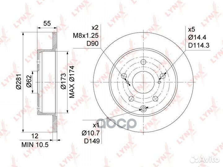 Диск тормозной задний (281x12) toyota RAV 4 III