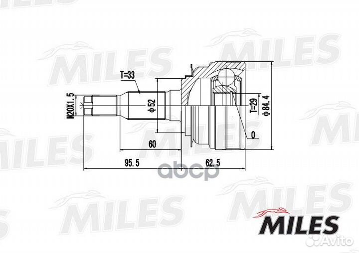 Шрус daewoo lanos/espero 1.5/2.0 95- нар. ga200