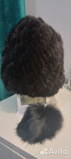 Шапка норковая вязаная