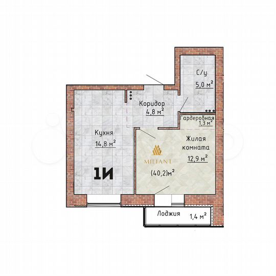 1-к. квартира, 39,8 м², 7/9 эт.