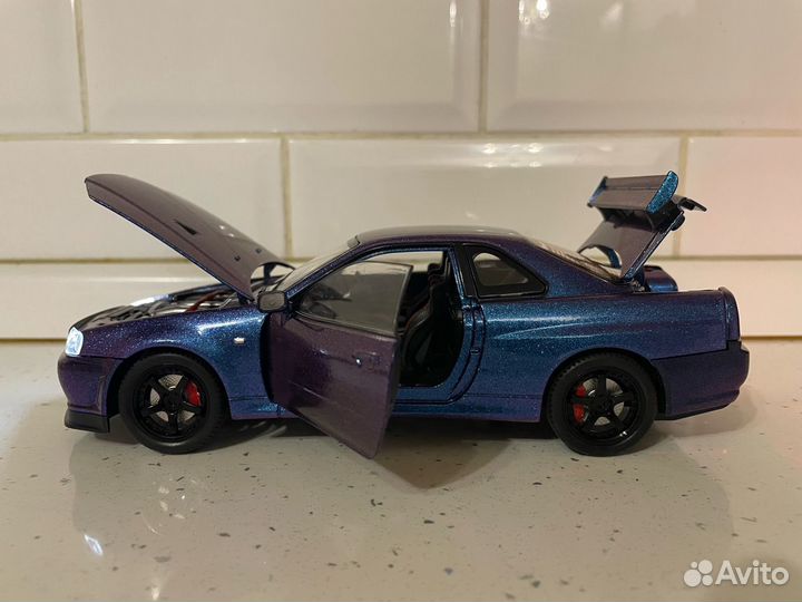 Коллекционная машинка Nissan Skyline R34 1:24 фиол