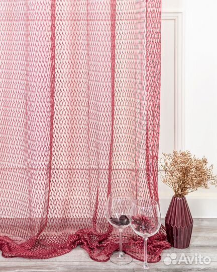 Тюль авалон рубин готовый на окна пошив