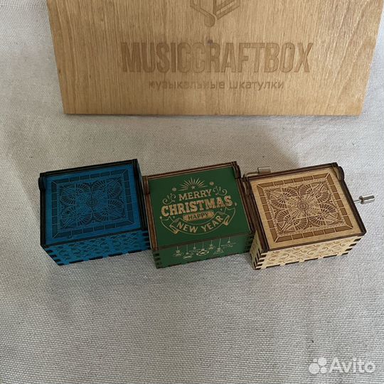 Синяя музыкальная шкатулка Merry Christmas