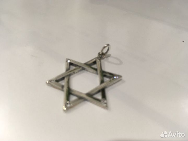 Звезда давида с фианитами. Подвеска кулон