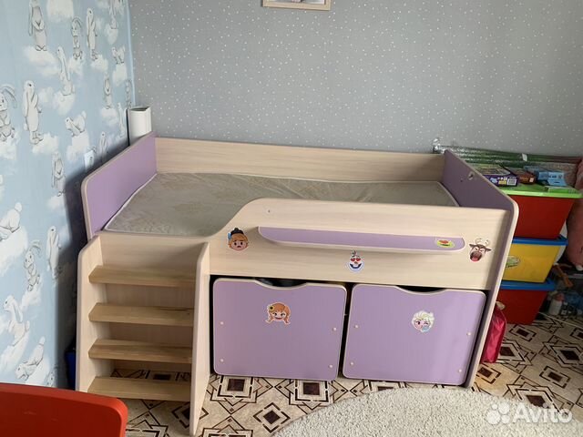 Детская кровать от 3 лет с бортиками, матрасом