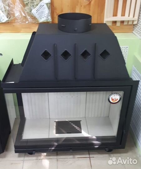 Каминная топка Экокамин Альфа 1000L два стекла лев