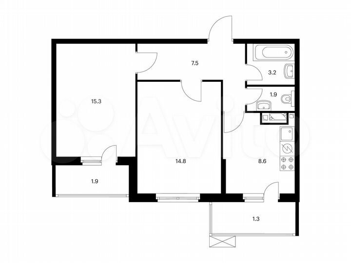 2-к. квартира, 54,5 м², 4/25 эт.