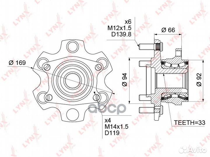 Ступица колеса зад прав/лев WH1040 lynxauto