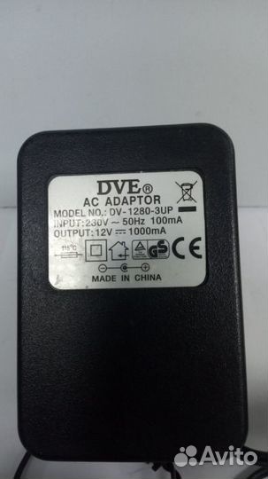 Блок питания внешний 12V 1A DVE DV-1280-3UP