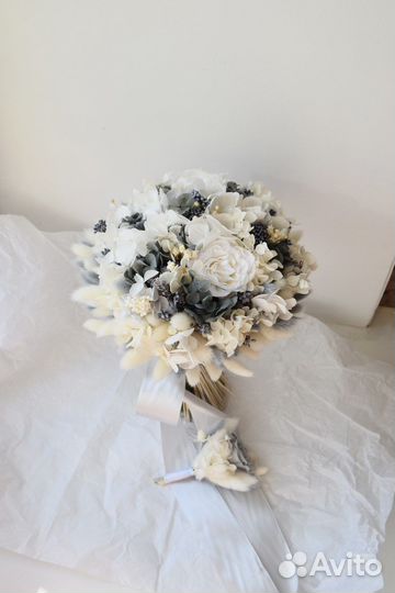 Букет невесты серый сухоцветы