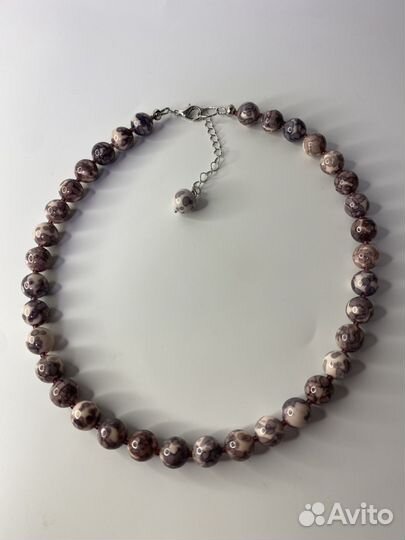 Розовые бусы стекло 45 см