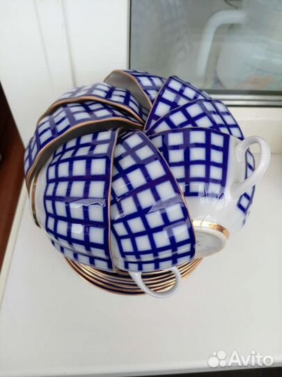 Чайная пара лфз кобальтовая сетка