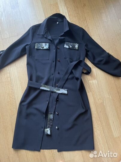 Платье рубашка с пайетками