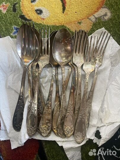 Набор вилок и ложек мельхиор