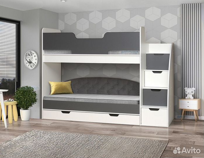 Двухъярусная кровать с лестницей-комодом