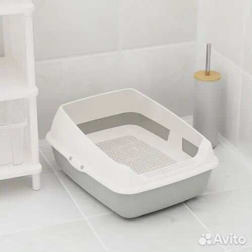 Лоток для кошек с высокими бортами и сеткой