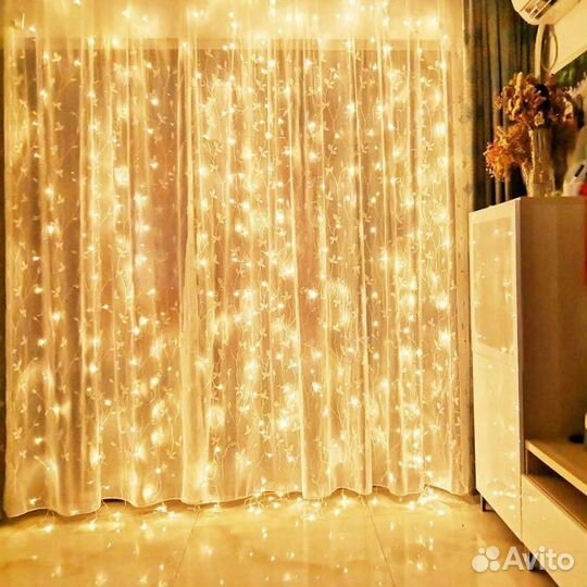 Гирлянда электрическая штора 3*3