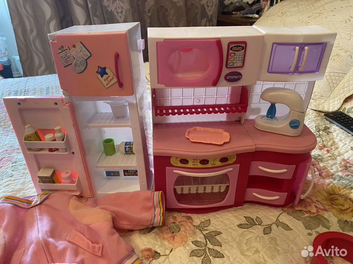 Детские игрушки: кухня, пианино, пупс