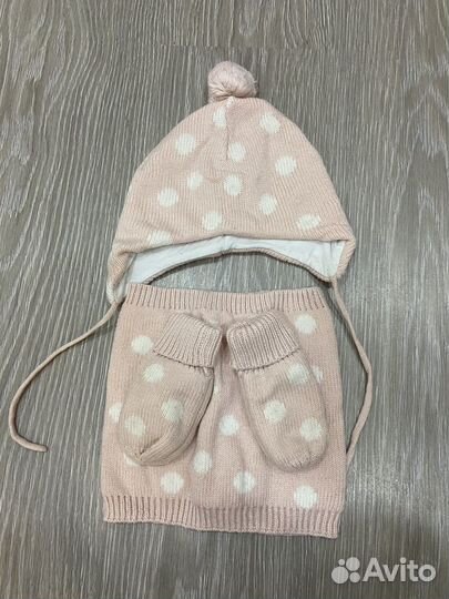 Комплект шапка, шарф, варежки