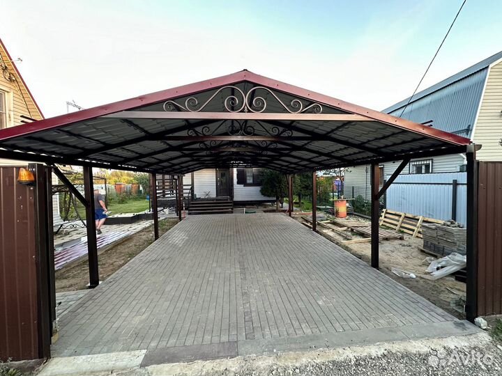Навес для машины из профильной трубы