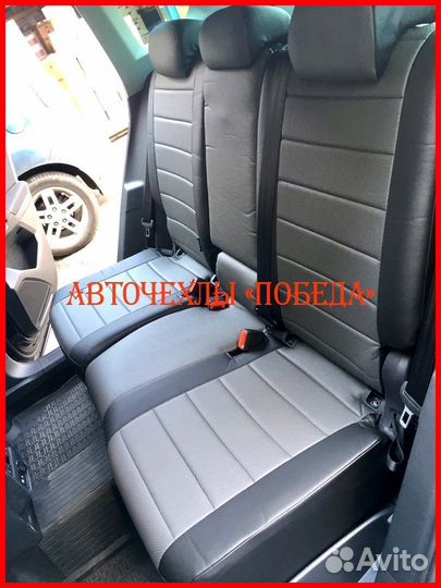 Чехлы Volkswagen Tiguan 2 из экокожи чёрно-серые