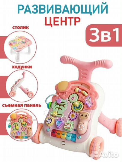 Толокар Каталка развивающий центр 3в1