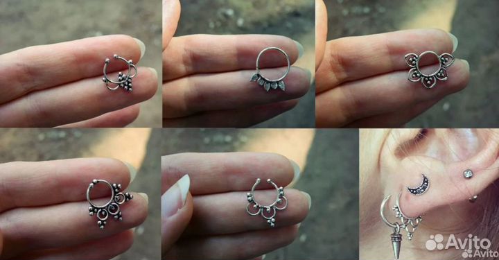 Нос кольцо зажим пирсинг бохо хипи индианка серьга