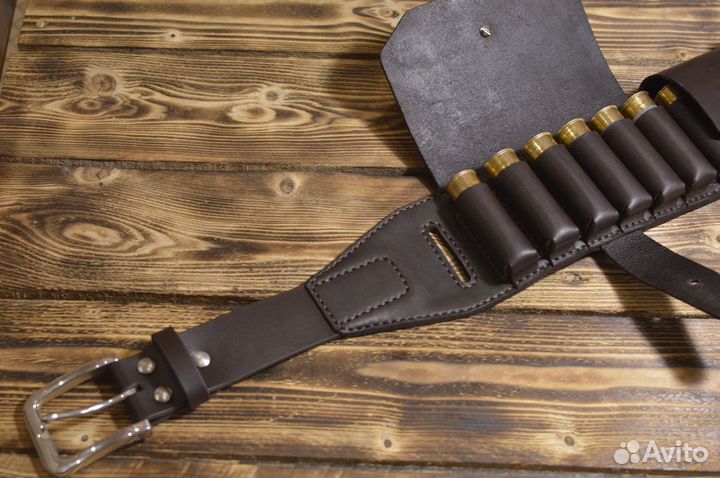 Патронташ кожаный 12К18 ручной работы