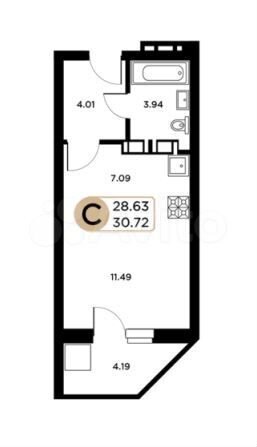 Квартира-студия, 30,7 м², 15/26 эт.