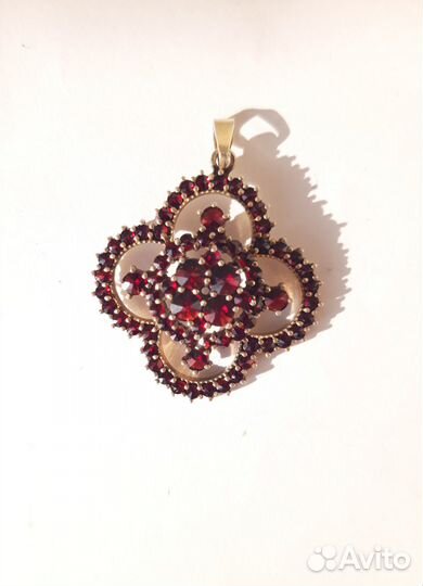 Старинный гранатовый кулон подвеска серебро