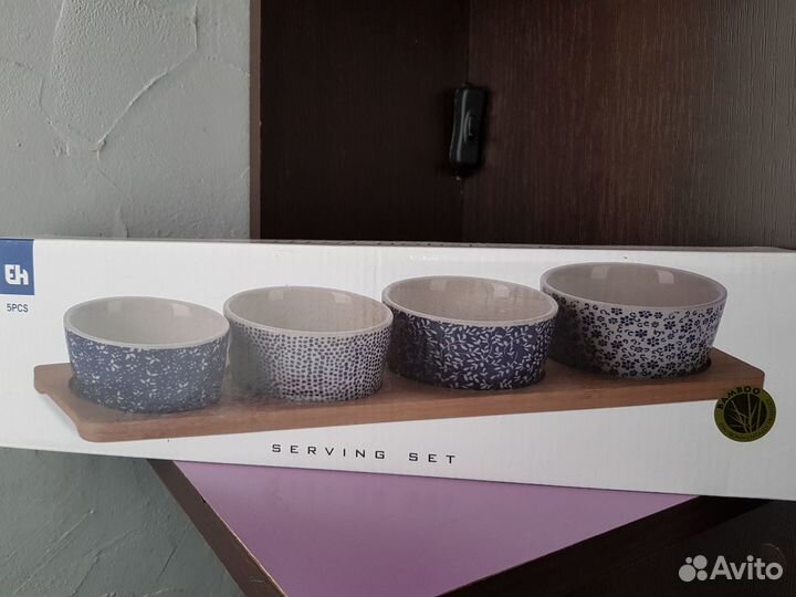 Менажница фарфор +бамбук