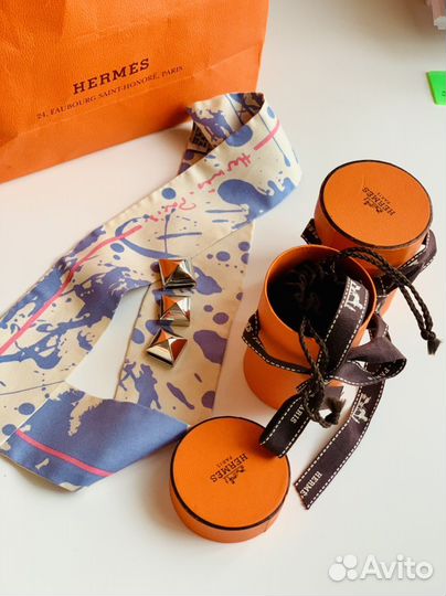 Подарочный набор оригинал hermes твили и пирамидки