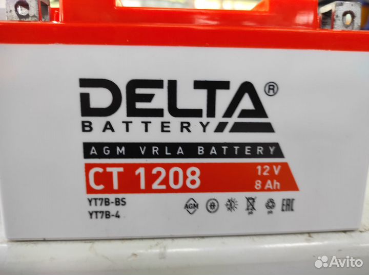 Аккумулятор 8Ач AGM Delta CT1208 YT7B-BS