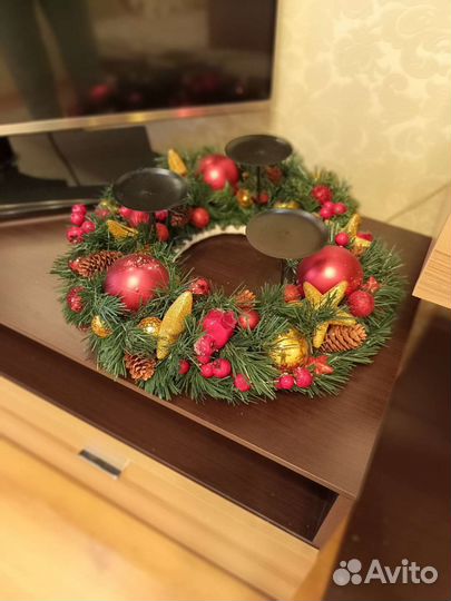 Композиция новогодняя со свечами HandMade