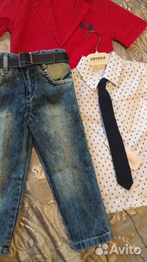 Костюм -Новый. Пиджак, рубашка, джинсы Возраст 2 г