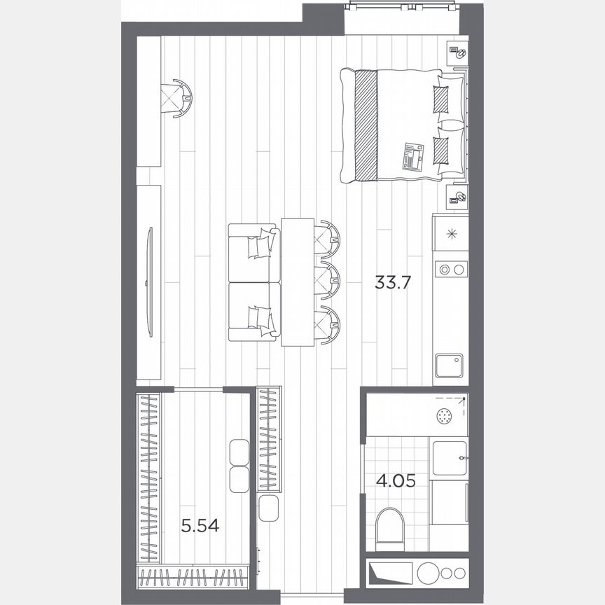 Апартаменты-студия, 43,3 м², 3/14 эт.