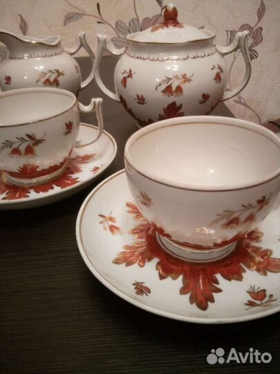 Чайная пара барбарис терракот. СССР