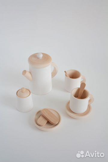 Деревянные игрушки чайный набор посуды